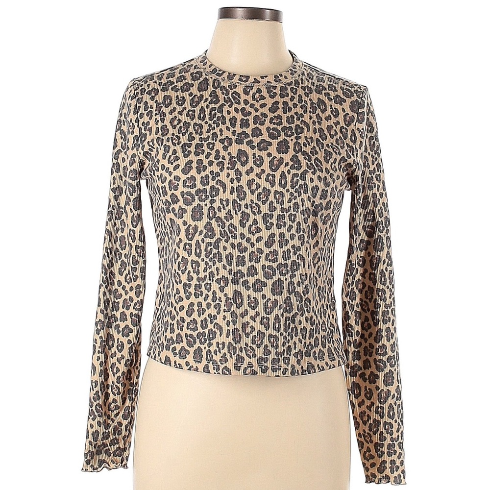 BP Long Sleeve T-shirt Tan Animal Print Top